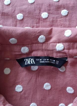 Рубашка в вышитый горошек с красивым скругленным воротничком во французском стиле zara9 фото