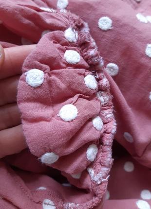 Рубашка в вышитый горошек с красивым скругленным воротничком во французском стиле zara8 фото