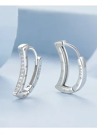 Серебряные серьги "полумесяц"