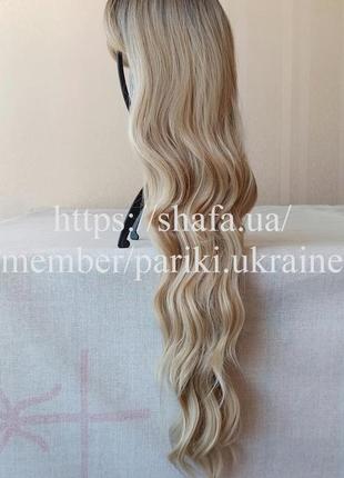 Длинный парик блонд, с чёлкой, волнистая, термостойкая, новая, парик