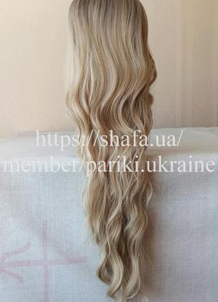 Длинный парик блонд, с чёлкой, волнистая, термостойкая, новая, парик
