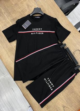 Мужской летний комплект костюм шорты + футболка Tommy half-zip