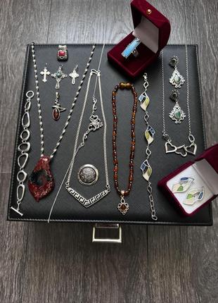 Колье, кулон, ланцюжок, сережки, каблучка, браслет срібло, серебро, цепочка, янтарь