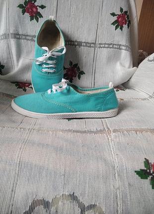 Супер туфли-балетки бирюзового цвета р.38, стелька-22.5см.