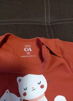 Трикотажне боді з органічної бавовни (теракотове з принтом) - 98 розмір / 24-36 міс.