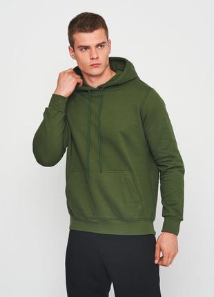 Худи мужской однотонный оливковый, s