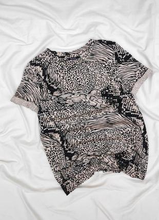 Трендовая футболка в анималистический принт ✨bershka✨ футболка в леопардовый змеиный принт зебры комбинация