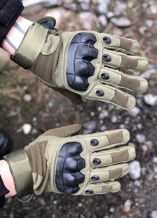 Тактические перчатки combat полнопалые, олива