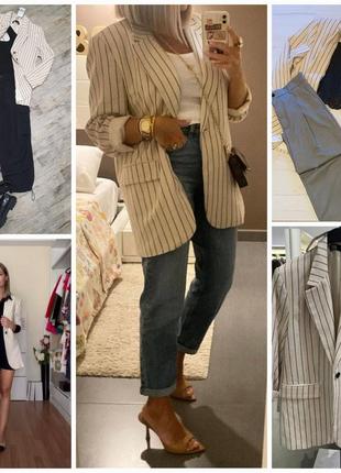 Стильный новый пиджак блейзер прямого кроя в полоску от zara. new