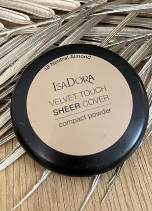 Оригінал пудра для обличчя isadora velvet touch sheer cover compact powder 48 neutral almond