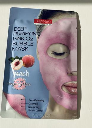 Маска для обличчя з бульбашками кисню персик 🍑 purederm