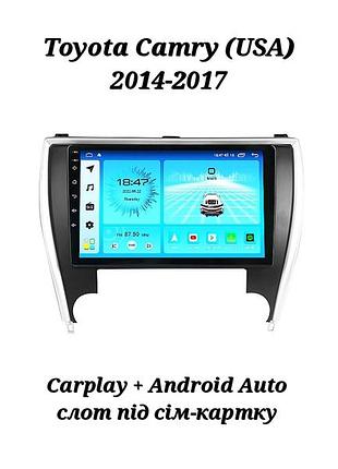 Магнітола android toyota camry usa  2014-2017, 4/32, 8 ядер, carplay, слот під сім-картку + рамка!