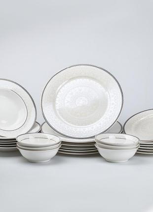 Столовый сервиз тарелок 24 штуки керамических на 6 персон белый1 фото