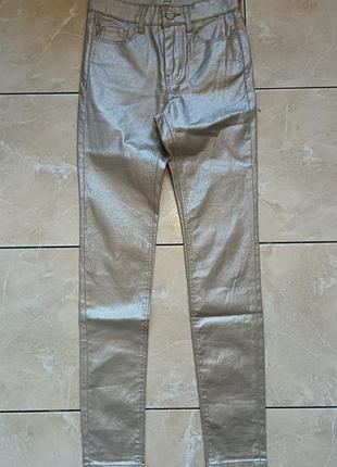 Стрейчеві джинси xxs /32 pimkie бежевий металік гліттер