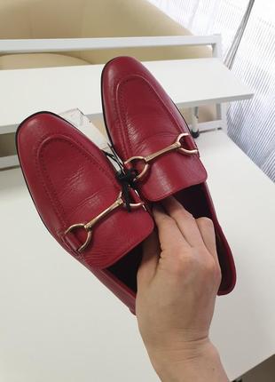 Актуальні натуральні шкіряні лофери zara бордо натуральна шкіра туфлі