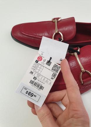 Актуальні натуральні шкіряні лофери zara бордо натуральна шкіра туфлі
