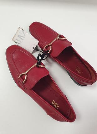 Актуальні натуральні шкіряні лофери zara бордо натуральна шкіра туфлі