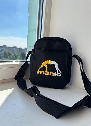 Маленька сумка manto чорного кольору / чоловіча спортивна сумка через плече найк / барсетка манто