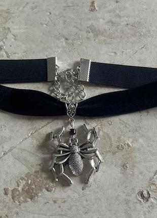 Готичне кольє-павук. чорне оксамитове намисто. павутина. вікторіанський стиль