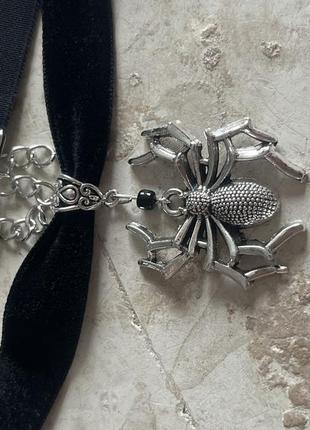 Готичне кольє-павук. чорне оксамитове намисто. павутина. вікторіанський стиль