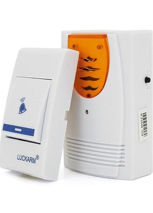 Бездротовий дверний дзвінок luckarm 8203, приймач-передавач, 15 мелодій, світлооповіщення, дальність 90