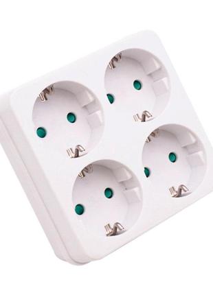 Розетка 4-х місна із заземленням sq-rb-01/04a, 4x16a 250v~max, 3500w, white, q100