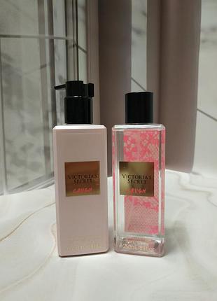 Набір парфумований спрей та лосьйон для тіла вікторія сікрет оригінал crush victoria's secret 250 мл