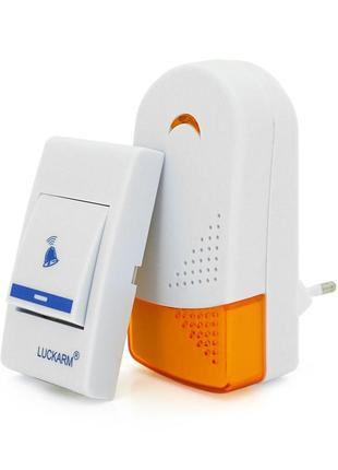 Бездротовий дверний дзвінок luckarm 8603, приймач-передавач, 15 мелодій, світлооповіщення, дальність 90