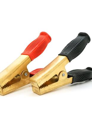 Набір акумуляторних затискачів "крокодили" merlion чорний + червоний 200а-500а 160мм (щільний гумовий,