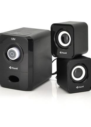 Колонки 2.1 kisonli u-2900bt, для пк і ноутбука, usb + 3.5mm, 5w + 2x3w, 20hz- 20khz, з сабвуфером, bluetooth,