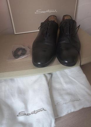 Чоловічі кожані туфлі santoni