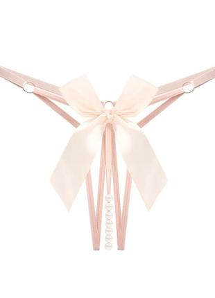 Изысканные эротические трусики с открытым доступом и с декоративными жемчужинами...