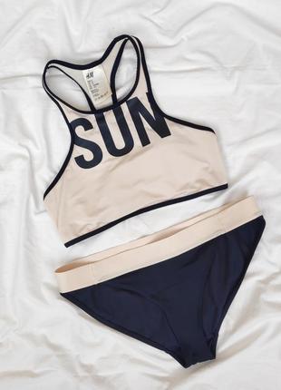 Раздельный купальник с надписью ✨h&m sport✨ купальник в спортивном стиле