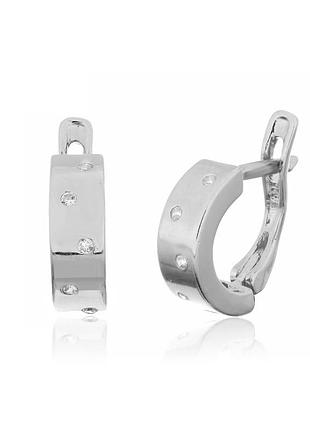 Срібні сережки класичні з фіанітами