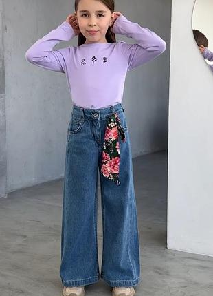 Широкі джинси палаццо, стильні джинси кльош, модные джинсы палаццо, широкие джинсы клещ, детские джинсы палаццо, модні джинси для бівчат