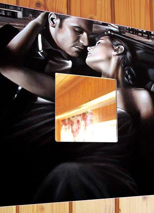 Декоративне дзеркало для дому "це - кохання" чорно-біле фото пари, романтичний подарунок коханій, річниця