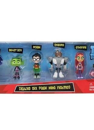 Юні титани, вперед підлітки титани teen titans go deluxe міні фігурки набір 6 шт 5 см пвх
