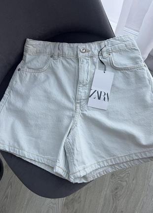 Джинсові шорти zara z1975 mom fit high waist/ джинсові шорти mom/ світло блакитні шорти zara