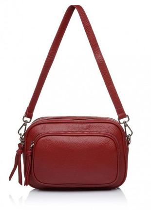 Шкіряна сумка крос-боді бордовий арт.8380 wine red vivaverba україна — (59)