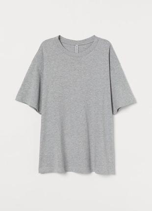 Оверсайз футболка h&m l сірий