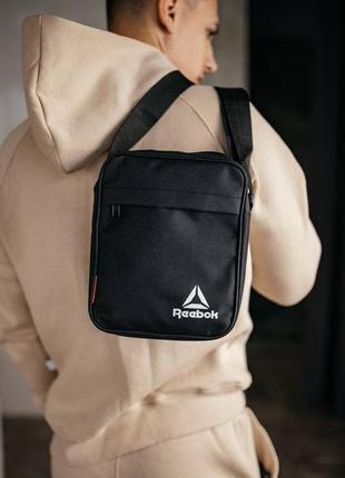 Стильна чорна сумка nike rebook adidas  з декоративною сіткою / месенджер найк / чоловіча жіноча...