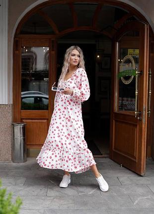 Жіноча довга сукня поцілунки штапель