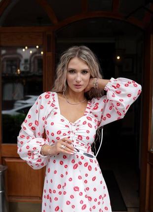 Жіноча довга сукня поцілунки штапель