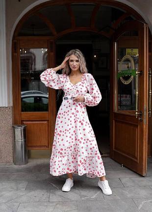 Жіноча довга сукня поцілунки штапель