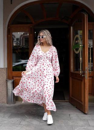 Жіноча довга сукня поцілунки штапель