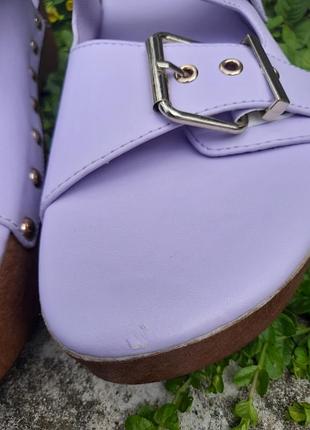 Сабо клоги с ремешками на деревянной подошве 41 лиловые