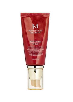 Bb-крем для обличчя missha m perfect cover bb cream spf 42/pa +++, 13 bright beige