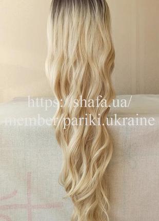 Парик длинный блонд, новая, термостойкая, с чутчиком, парик2 фото