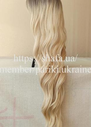 Парик длинный блонд, новая, термостойкая, с чутчиком, парик3 фото