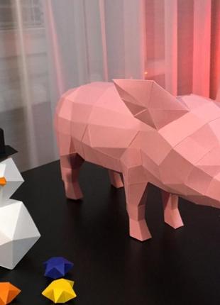 Paperkhan конструктор из картона 3d фигура кабан свинья поросенок паперкрафт papercraft набор игрушка сувенир9 фото